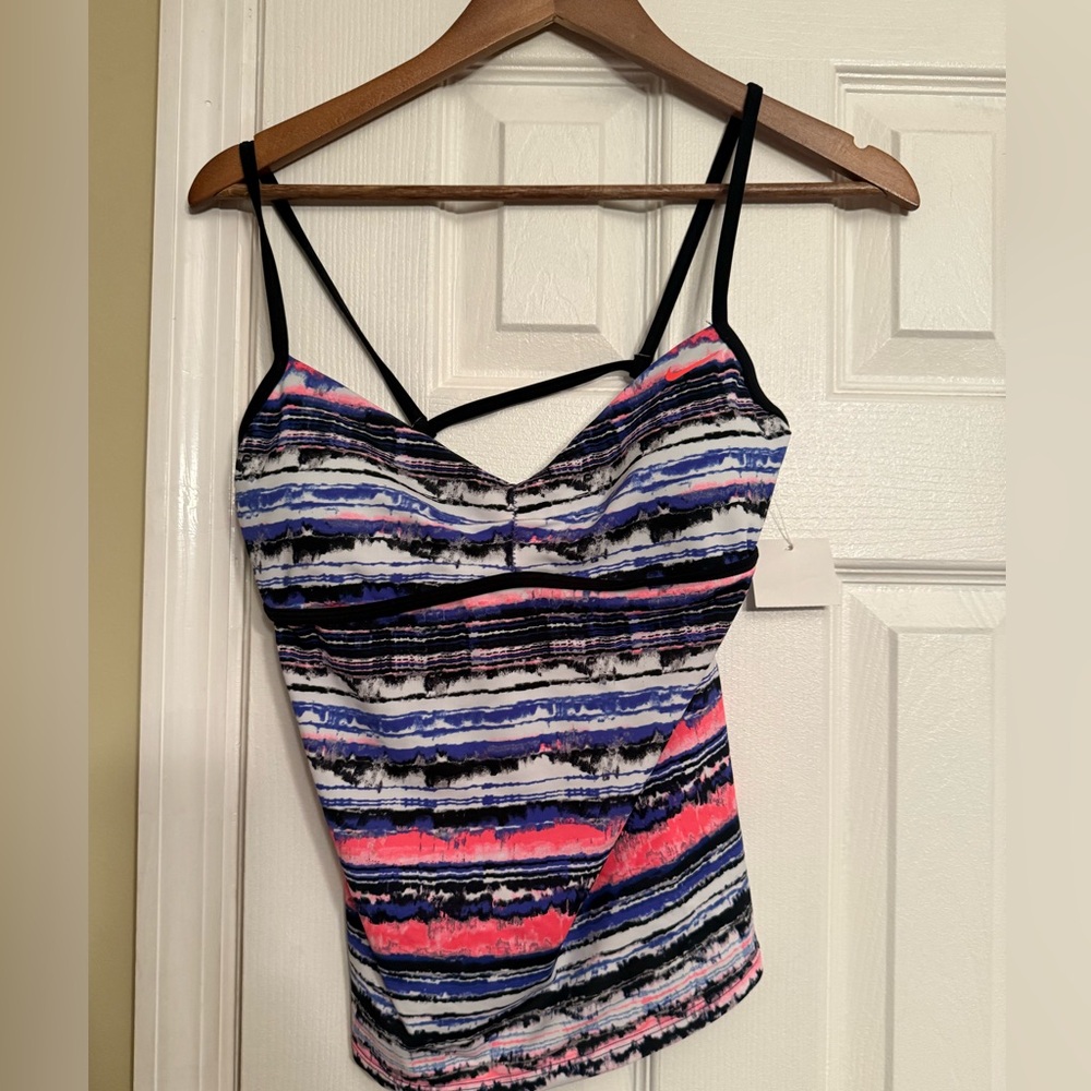 New Nike swim suit top Striped Multicolor Women's Top 10 $59